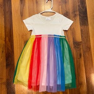 Hanna Andersson short sleeve Rainbow Dress in Soft Tulle. Size 120